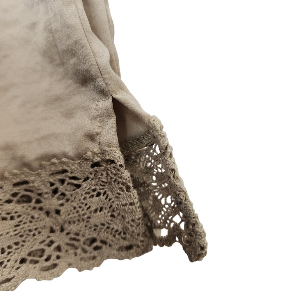 Chico's Khaki Poly Tank 2(12/L) Cotton Trim‎ Earthy Neutral Capsule Quiet Luxury - Picture 5 of 9